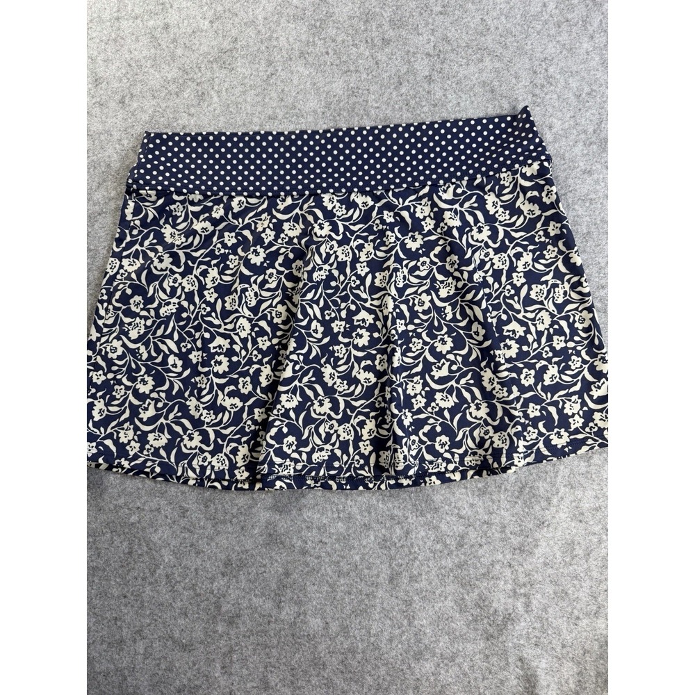 L.L.Bean Women's 14 Swim Skirt Navy White UPF 50+ Protection Pool Beach Vacation